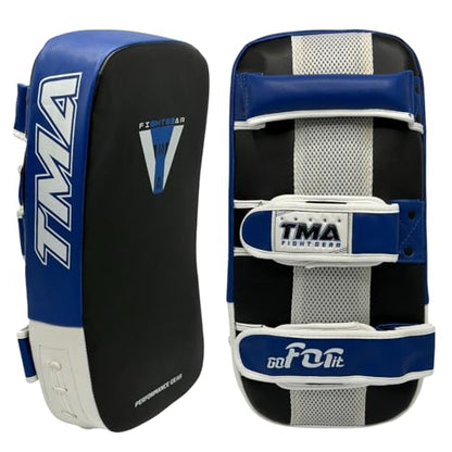 TMA Muay Thai Pad for Training, Curved Kickboxing Kicking Strike Shield, Coaching Kick Boxing, MMA, Martial Arts, Karate, Taekwondo, Punching, Foot and Elbow Target (1 Pcs Sold AS Single) - color: Blue/Black