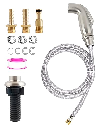 Universal Kitchen Sink Side Sprayer with Water Hose/Holder, Brushed Nickel | Quick Side Connector Compatible with Moen Faucet Sprayer Replacement, Kitchen Sink Faucet Sprayer Attachment - color: Brushed Nickel