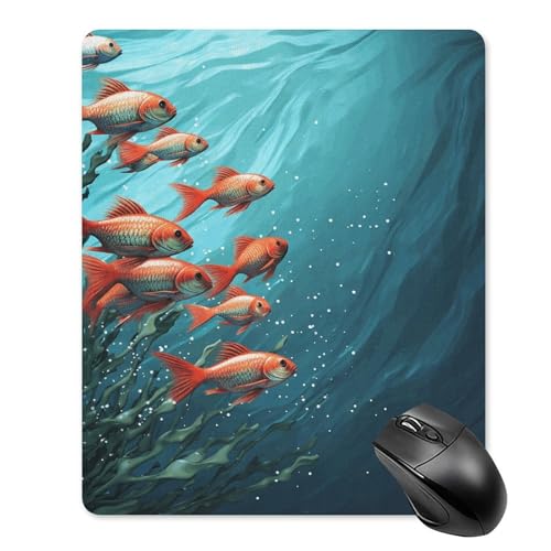 Square Mousepad Fish Aquarium Mouse Pad for Computer Mouse Mat Anti-Slip Rubber Mouse Pad for Office Laptop Waterproof Mouse Pads 8.7 * 7.1 * 0.1 Inch