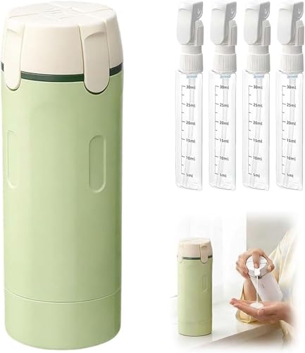 4 in 1 Travel Dispenser, 4 Pack 30ML Travel Bottles for Toiletries, Leak Proof Travel Size Containers, Portable Containers for Shampoo Lotion Conditioner Cream (Green) - color: Green