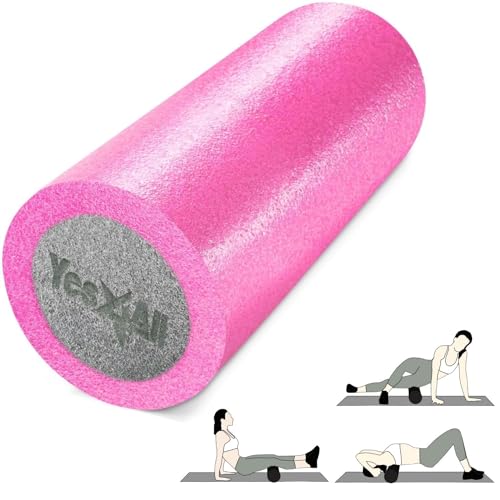 Yes4All High-Density EPP Round Back Roller Foam, Exercise Foam Roller for Yoga, Pilates & Stretching - 12, 18, 24, 36 inch - color: Pink/Grey