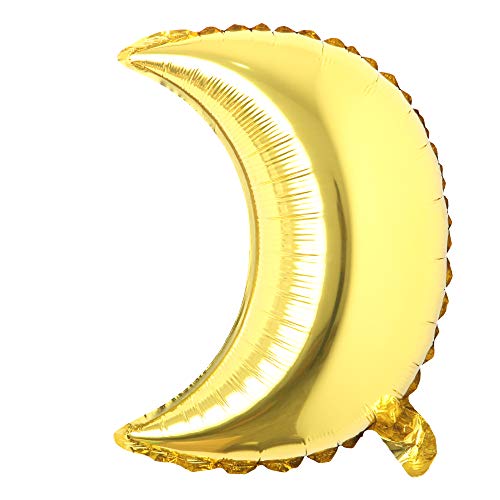 18 inch moon Eid Al-Fitr holiday aluminum foil helium balloons birthday holiday party supplies wedding layout decoration (18 inch Moon Gold) - color: 18 Inch Moon Gold