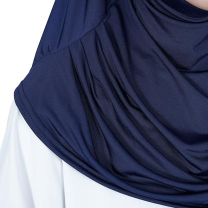 Solid Color Hijab for Women Muslim Prayer Scarfs for Women Women's Instant Hijab Modest Islamic Khimar - color: Navy