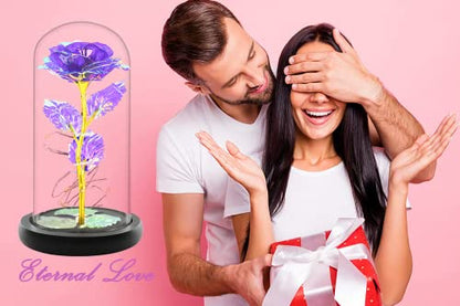 Fvawe Birthday Gifts for Women,Rose Glass Flowers Gifts for Mom,Galaxy Crystal Light Up Rose in A Glass Dome,Presents Girlfriend Wife Sister Grandma Her Anniversary Valentines Mothers Day, Purple - color: Purple Colorful