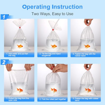 Aquarium Fish Bags, Clear Transportation Bag, Waterproof & Leak-proof Poly Shipping Bags for Storing and Transporting Live Fish (6" x 12" 100pcs) - size: 6" x 12" 100pcs