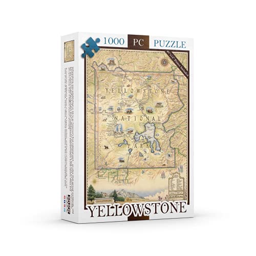 Yellowstone National Park Map Cardboard Jigsaw Puzzle - 1000 Pieces, Hand-Illustrated - Educational, Family Activity - Includes Poster - 25.4 x 19.8 - color: Yellowstone National Park