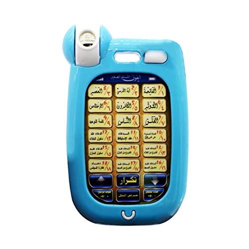 Arabic Quran Learning Toy Interactive Language Puzzle Toys Operated Educational Electronic Phone with Suitable for Preschool - color: Blue A