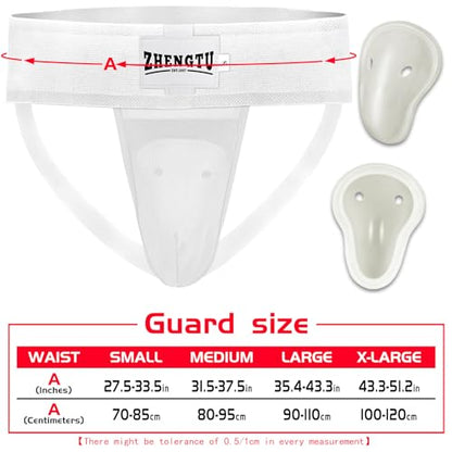 Groin Protector Cup Kickboxing Boxing Muaythai MMA Groin Guard, Jockstrap Karate Training, BJJ Protection, Soccer, Basketball Removable TPE Cup with Silicone Cushioning - color: White, size: Large