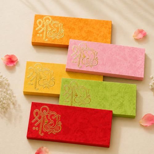 LoveNspire Money Envelopes (7 x 3 Inch) Decorative Ganesha Pattern Shagun Lifafa for Indian Wedding, Birthday | Cash Gift Holder & Home Savings Organizer Pack of 50 - color: Ganesha Pattern, size: Pack of 50