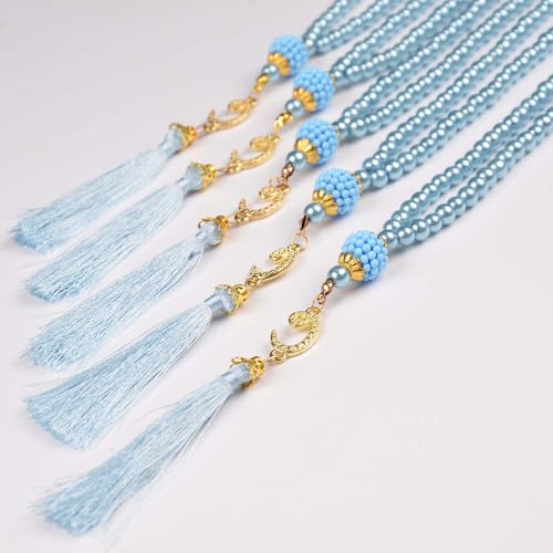 BABY SHOWER CHOCOLATE Set of 30 Muslim Prayer Beads – 99 Bead Tasbeeh in 4 Colors – Islamic Gift for Eid, Ramadan, Dhikr - color: Blue