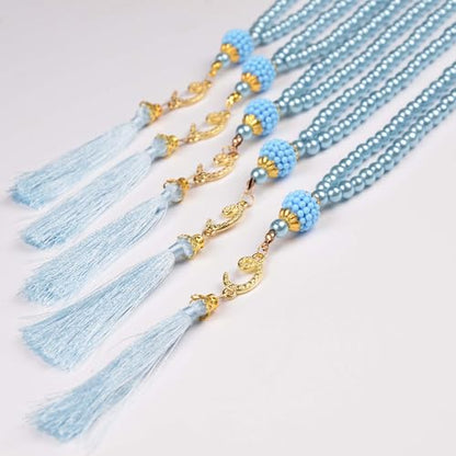 BABY SHOWER CHOCOLATE Set of 30 Muslim Prayer Beads – 99 Bead Tasbeeh in 4 Colors – Islamic Gift for Eid, Ramadan, Dhikr - color: Blue