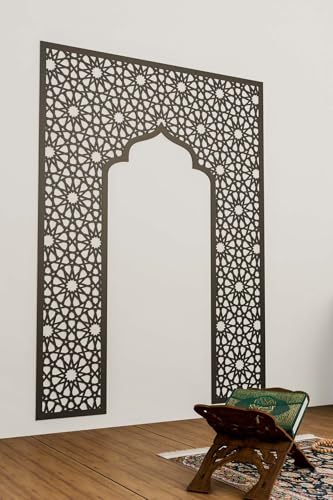SODEF Wooden Mihrab Wall Decor for Prayer Room - Islamic Wall Art for Home Office Mosque - Turkish Wood Art 88x120 cm - Модел 8