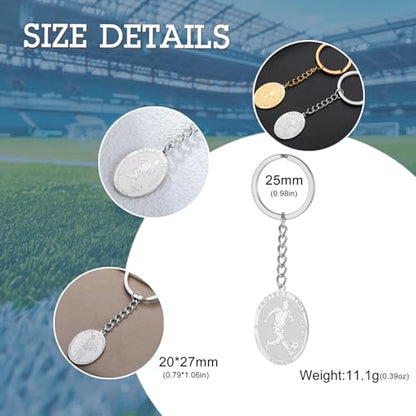 Dreamtimes St. Sebastian Medal Keychain for Men Women Stainless Steel Religious Saint Patron of Athletes Catholic Keychain - style: Soccer-s