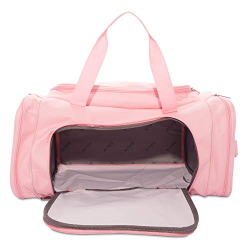 DALIX Signature Travel or Gym Duffle Bag in (Black, Gray, Navy Blue Red) - color: Pink