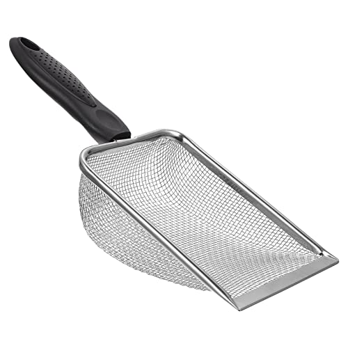 VILLCASE Poop Scoop Reptile Sand Substrate Metal Sand Shovel Stainless Steel Fine Mesh Terrarium Substrate Litter Corner Cleaner Reptile Habitat Sifting Scoopers Litter Scoop