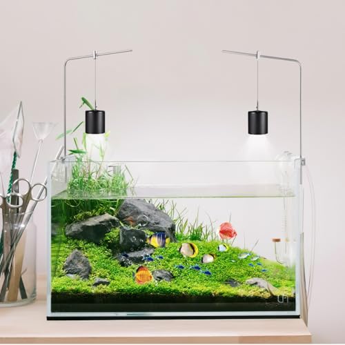 Totority Aluminum Alloy Fish Tank Light Holder, Adjustable Aquarium LED Lighting Stand Kit, Anti-Rust Hanging Bracket Support for Planted Tanks & Aluminum Decorations, Silver