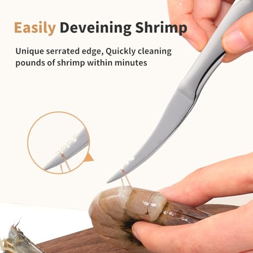 Shrimp Deveining tool Multi-Colored Shrimp Deveiner Tool Stainless Steel Shrimp Peeler and Deveiner Tool Seamless Shrimp Peeler for Easy Shrimp Deveining (Silver)