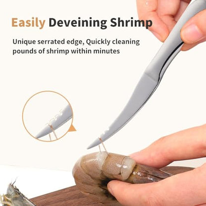 Shrimp Deveining tool Multi-Colored Shrimp Deveiner Tool Stainless Steel Shrimp Peeler and Deveiner Tool Seamless Shrimp Peeler for Easy Shrimp Deveining (Silver)