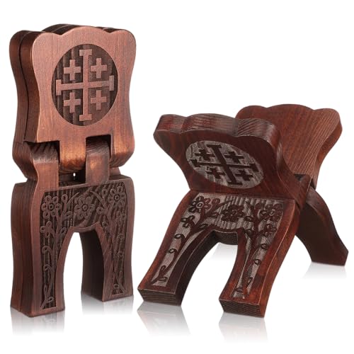 Cinnvoice Collapsable Pinewood Prayer Bible Book Stand Wooden Book Holder Quran Holy Bible Display Support Reading Books Holder Folding Religious Prayer Stand for Church Chapel Supplies Gift