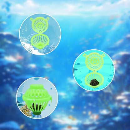 Turtle Aquarium Accessories, Tortoise Habitat Set with 1 Feeding Ring with Suction Cup 4 Nitrifying Balls and 4 Feeding Ball, Toys for Aquatic Turtles, Turtle Supplies