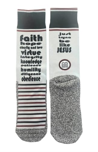 Men's – Christian Crew Socks for Men with Scripture | Moisture-Wicking | Easter Gift Idea - color: Just Tryna Be Like Jesus