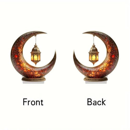 Ramadan Decorations Moon Lamp - 20×17.4cm Acrylic Ramadan Lights Decor for Table & Home, Enchanted Lunar Table Lamp, Ramadans Eid Gifts for Kids Lanterns, Eid Mubarak Decorations (D)