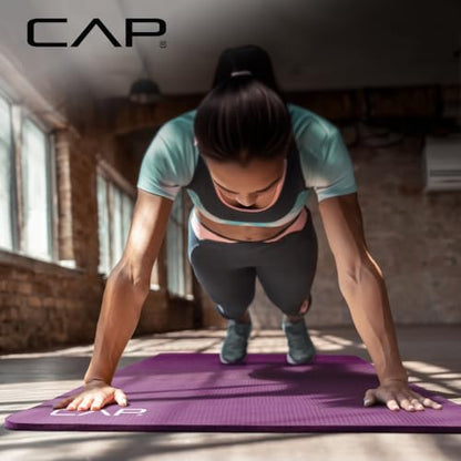 CAP Barbell 1/2-Inch High Density Exercise Yoga Mat with Strap | Multiple Options - color: Wine, style: Yoga Mat