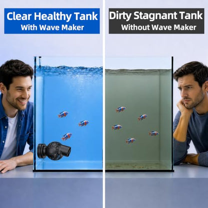 FREESEA Magnetic Wave Maker for Aquarium: 1s Mounts on 15mm Glass Secure | 6W 1050GPH 180°Adjustable Powerful Head Help Eliminate Dead Spots - Improve Water Quality for 40-100 Gallon Fish Tan - size: 1050 GPH (Black)