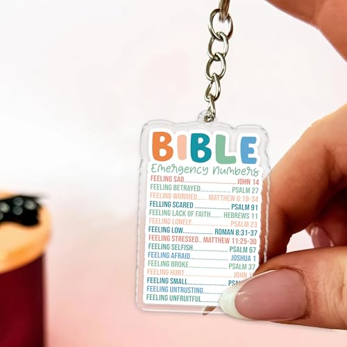 Bible Emergency Numbers Keychains 2 Inches Funny Christian Religious Bible Verse, Keychain for Keys, Handbags, Backpacks, Suitcases, Keyrings, Acrylic Material DIY Accessories Gifts for Friends Mom