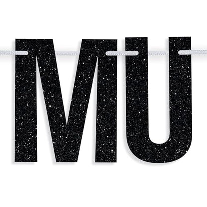 Umrah Mubarak Banner-Eid Mubarak Festival Party Hanging Decorations, Ramadan Kareem/Happy Eid, Hajj Mubarak Umrah Mubarak Islamic Party Supplies Gold and Black Glitter