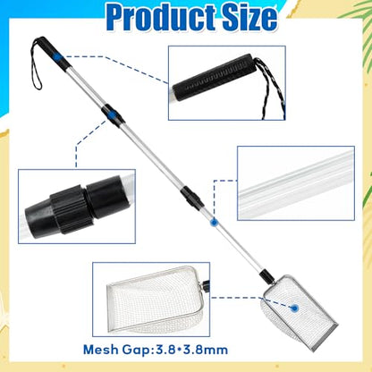 Beach Sand Sifter Set – 2 Retractable Sand Screens, Metal Shovel & 2 Seashell Mesh Bags, Adjustable Handle Scoop Tool for Beachcombing Collecting Shells Shark Teeth Treasure Hunting