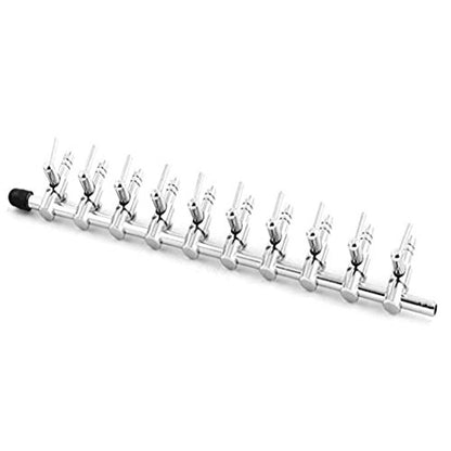 Aquarium Fish Tank 10-Way Air Pump Control Valve Manifold Taps Silver Tone