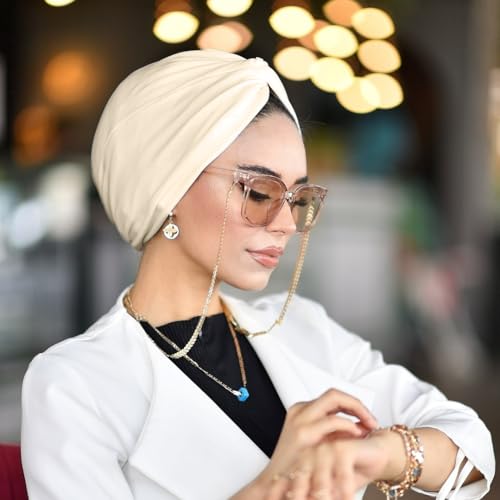 para life Knot Turbans for Women, Breathable Instant Turban|Standard Size Cotton|Pre-tied Scarf, Hijab Cap&Undercap - color: Beige