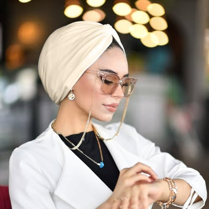 para life Knot Turbans for Women, Breathable Instant Turban|Standard Size Cotton|Pre-tied Scarf, Hijab Cap&Undercap - color: Beige