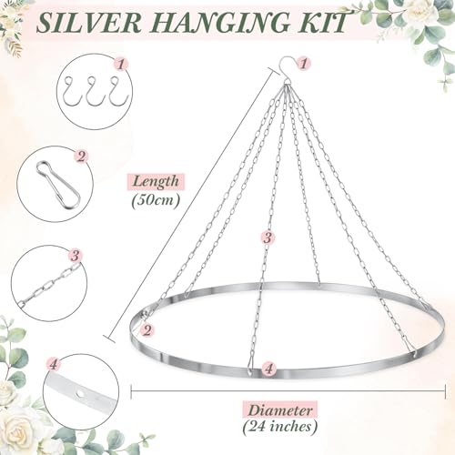 Otoollling 24 Inch Silver Metallic Ceiling Drapes Hanging Kit for 6 Panels - color: Silver, size: 24"W x 24"L (Pack of 1), style: 6 Panels