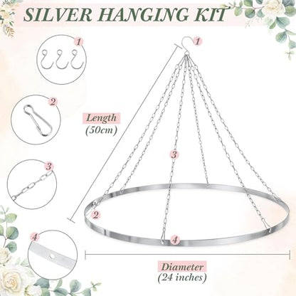 Otoollling 24 Inch Silver Metallic Ceiling Drapes Hanging Kit for 6 Panels - color: Silver, size: 24"W x 24"L (Pack of 1), style: 6 Panels