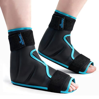 NEWGO Ice Pack Foot Ankle Ice Pack Wrap for Plantar Fasciitis, Foot Surgery Recovery, Hot Cold Therapy Ice Boot for Bunions, Ankle Injury, Swelling, Burning Feet - 2 Pack Black - color: Black-2 Pack