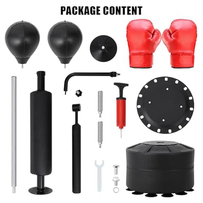 3-in-1 Freestanding Punching Bag Set, Adjustable Height Boxing Bag with 2 Speed Balls & 360° Reaction Bar, Complete Home Boxing Equipment System No Mounting Needed for Adults Teens MMA Kickboxing