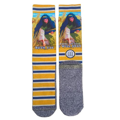 Bible Verse Socks for Women - Christian Crew Socks | Inspirational and Comfortable, Easter Gift Idea - color: Ruth