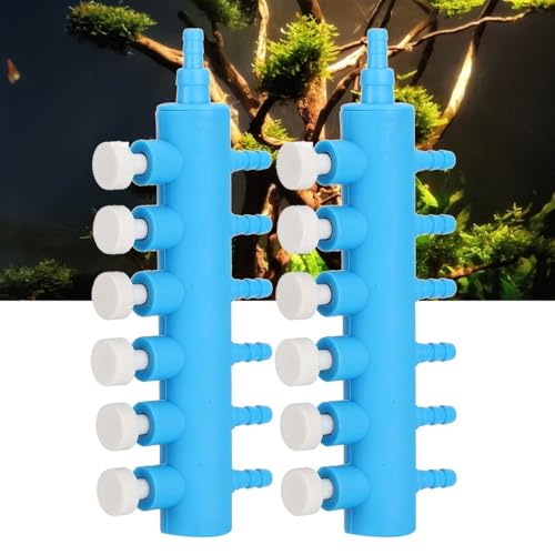 2Pcs 4mm Adapter Connector Plastic Distributor Aquarium Air Pump Splitter for Fish Tank Oxygen Tubing(6 Way) - style: 6 Way