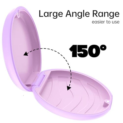 Slim Retainer Case Compatible With Invisalign - Cute Aligner Case With Silicone Pad, Mouth Guard, Removal Tool, Chewy and Brush - Purple - color: Purple