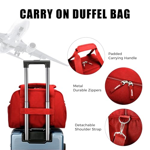 SeaRock 14 inch Small Gym Bag for Men & Women, Mini Duffle Bag with Shoe Compartment, Carry On Duffel Bag for Travel Sports, Red - color: Red