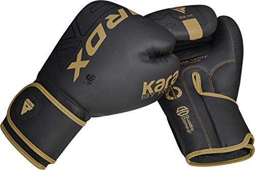 RDX Boxing Gloves, Pro Training Sparring, Maya Hide Leather, Muay Thai MMA Kickboxing, Men Women Adult, Heavy Punching Bag Focus Mitts Pads Workout, Ventilated Palm, Multi Layered, 8 10 12 14 16 18 Oz - color: GOLDEN, size: 10 OZ