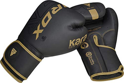 RDX Boxing Gloves, Pro Training Sparring, Maya Hide Leather, Muay Thai MMA Kickboxing, Men Women Adult, Heavy Punching Bag Focus Mitts Pads Workout, Ventilated Palm, Multi Layered, 8 10 12 14 16 18 Oz - color: GOLDEN, size: 16 OZ