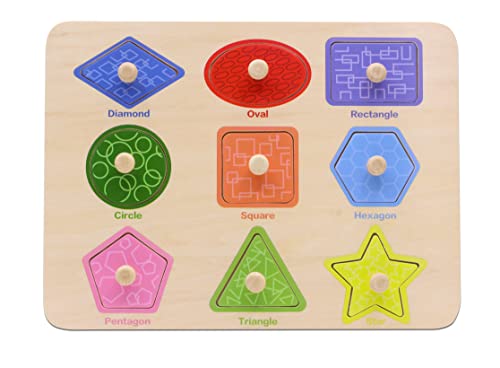 Aile Toddler Wooden Preschool Learning Shape Peg Puzzle Board Toys - style: Shape Puzzle
