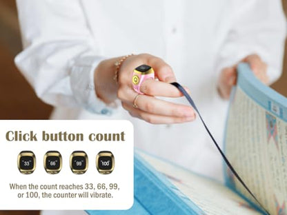 Smart Ring Counter, Smart Tasbih Zikr Ring, Muslim Islamic Prayer Smart Rings, Tasbih Counter Smart Ring, Tasbeeh Smart Counter, Digital Electronic Smart Tally Counter for Prayer (Pink,18MM)