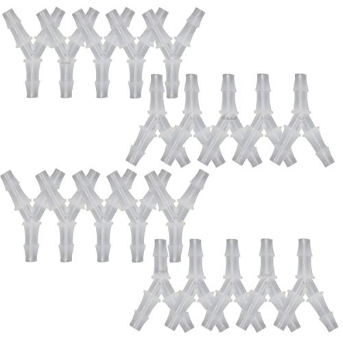 1/4" Polypropylene Y-Shaped 3-Way Barbed Hose Fitting, 20 Pcs | Y-shaped design splits one inlet into two angled outlets for air hoses and water pipes; supports routing and repair projects - style: 20pcs, 1/4" O.D.