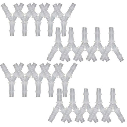 1/4" Polypropylene Y-Shaped 3-Way Barbed Hose Fitting, 20 Pcs | Y-shaped design splits one inlet into two angled outlets for air hoses and water pipes; supports routing and repair projects - style: 20pcs, 1/4" O.D.