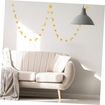 Moon Star Glitter Garland Banner for Shower Wedding Eid Mubarak and Birthday Party Decorations Hanging Streamer Charming Star and Moon Design