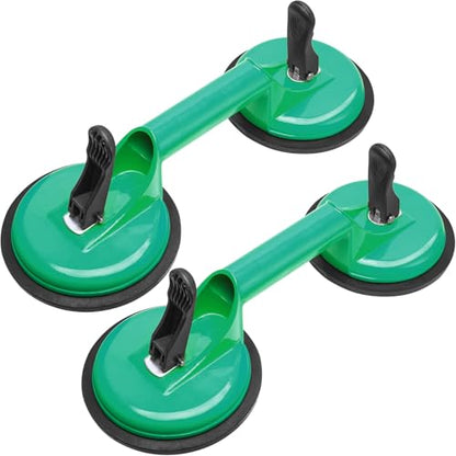 Heavy Duty Suction Cups - Aluminum Vacuum Handle Glass & Tile Lifter - Ergonomic, Reliable Suction for Lifting Large Glass, Tile, Marble, Floor, Dent Puller (2 Pack Green) - color: Green